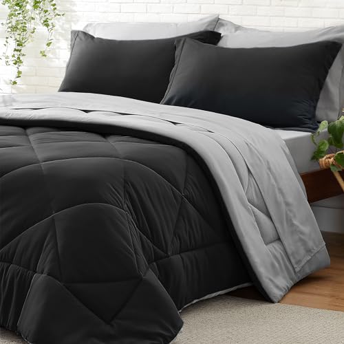 Reversible Black Queen Comforter Set - 7 Pieces