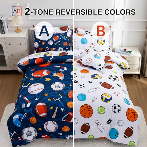 Navy Rugby Ball Twin Comforter Set for Kids