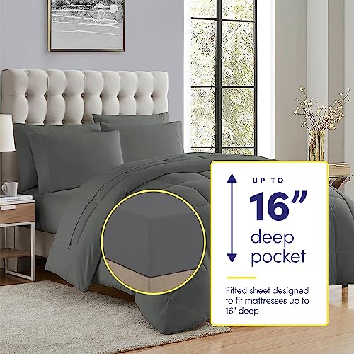 Elegant Gray 5-Piece Comforter Set for Twin Beds