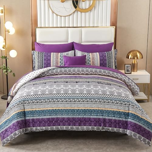 Boho Queen Comforter Set, 8 Piece Bedding Bundle