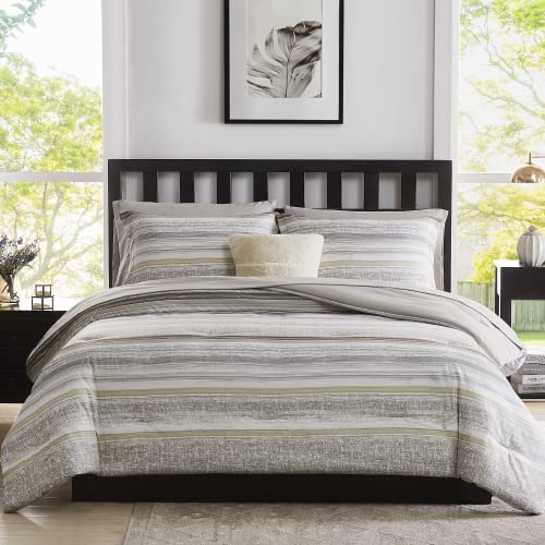 Grey Stripe Queen Bed in a Bag Set