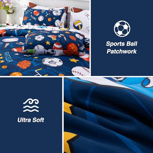 Navy Rugby Ball Twin Comforter Set for Kids