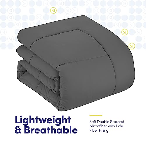 Elegant Gray 5-Piece Comforter Set for Twin Beds