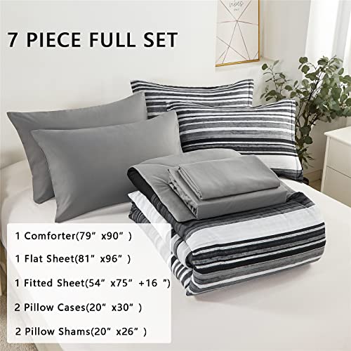 7-Piece Stripe Comforter Set - Full Size