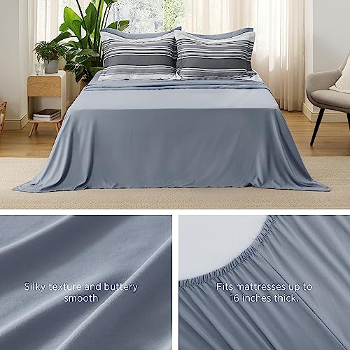 Bedsure Full 7-Piece Striped Bed Set