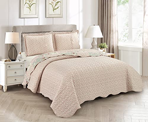 Rose and Sage Patchwork 3-Piece Quilt Set