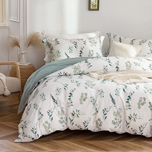 Sage Green Farmhouse Duvet Cover Set, Queen