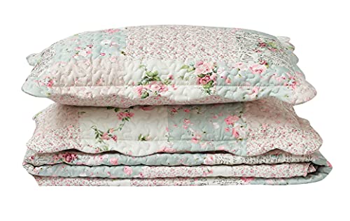 Rose and Sage Patchwork 3-Piece Quilt Set
