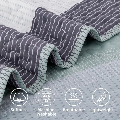 Sage Green Queen Quilt Bedding Set - 3 Pieces