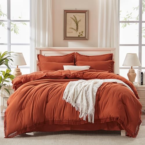 Burnt Orange 7-Piece King Comforter Set