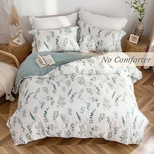 Sage Green Farmhouse Duvet Cover Set, Queen