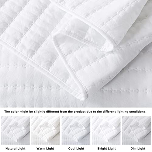 Roaringwild White Queen Quilt Bedding Set, 3 Pieces