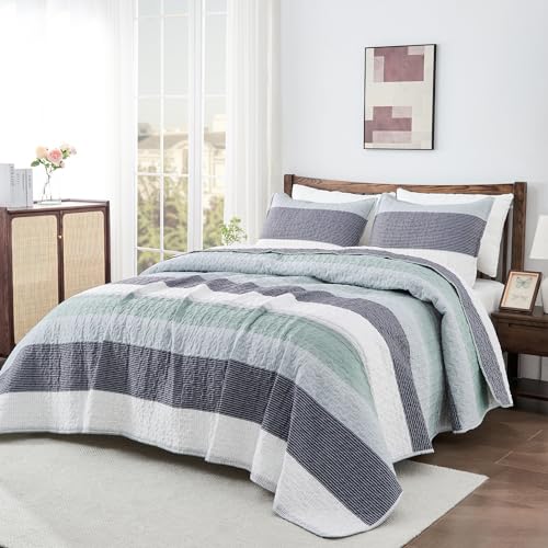 Sage Green Queen Quilt Bedding Set - 3 Pieces