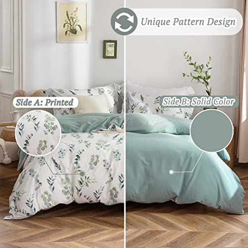 Sage Green Farmhouse Duvet Cover Set, Queen
