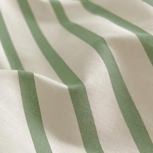 Green Stripes Geometric Cotton Duvet Cover Set