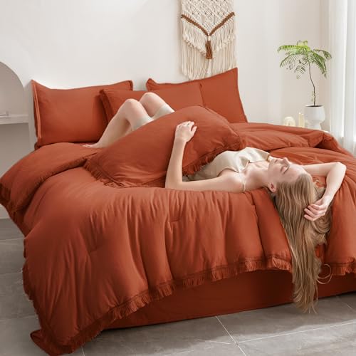 Burnt Orange 7-Piece King Comforter Set
