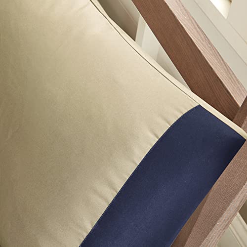 Robbie Modern Cozy Comforter Bed Set, Navy/Tan