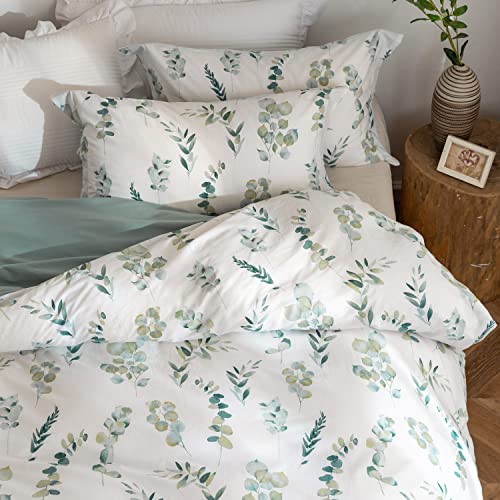 Sage Green Farmhouse Duvet Cover Set, Queen