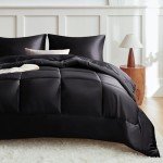 Black Reversible Satin Microfiber Queen Comforter Set