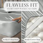 Satin Queen Bed Sheet Set - 6 Pieces Grey