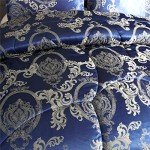 Luxury Royal Blue Satin Comforter Set with Pillows