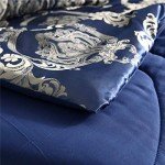 Luxury Royal Blue Satin Comforter Set with Pillows