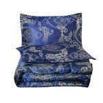 Luxury Royal Blue Satin Comforter Set with Pillows
