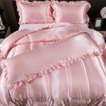 Luxurious Pink Satin Queen Comforter Bed Set