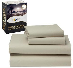 King Size 100% Egyptian Cotton Percale Sheet Set