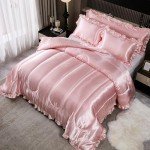 Luxurious Pink Satin Queen Comforter Bed Set