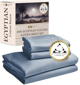 Luxury Egyptian Cotton Cal King Bed Set - Blue