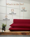 Burgundy Split King Cotton Bed Sheet Set