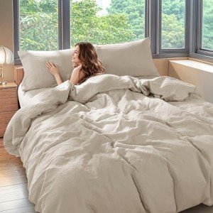 Shilucheng King Linen Duvet Cover Set - 3 Piece