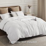 Bedsure Queen White Duvet Cover Set - 3 Pieces
