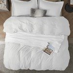 Bedsure Queen White Duvet Cover Set - 3 Pieces