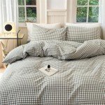 Green Gingham King Duvet Cover Set - 3 Piece