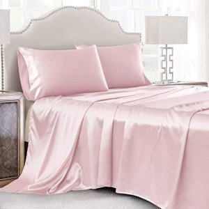 Blush Pink King Satin Bed Linen Set - 4 Pcs