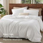Bedsure Washed Cotton Queen Duvet Cover Set