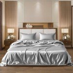 Grey Satin King Bed Sheet Set - 4 Pieces