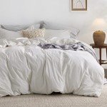 Bedsure Washed Cotton Queen Duvet Cover Set