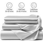 Grey Satin King Bed Sheet Set - 4 Pieces