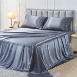 Sasttie Twin Satin Sheet Set - Light Grey