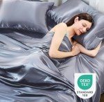 Sasttie Twin Satin Sheet Set - Light Grey