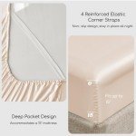 Silky Queen Size Satin Bed Sheet Set - Beige