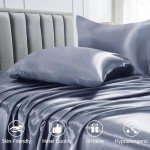 Sasttie Twin Satin Sheet Set - Light Grey