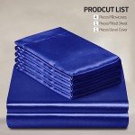 Royal Blue Satin Queen Duvet Cover Set - 6 Pieces