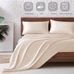 Silky Queen Size Satin Bed Sheet Set - Beige