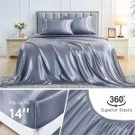 Sasttie Twin Satin Sheet Set - Light Grey