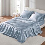 Queen Satin Bed Sheet Set – Soft & Silky Blue