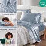 Queen Satin Bed Sheet Set – Soft & Silky Blue